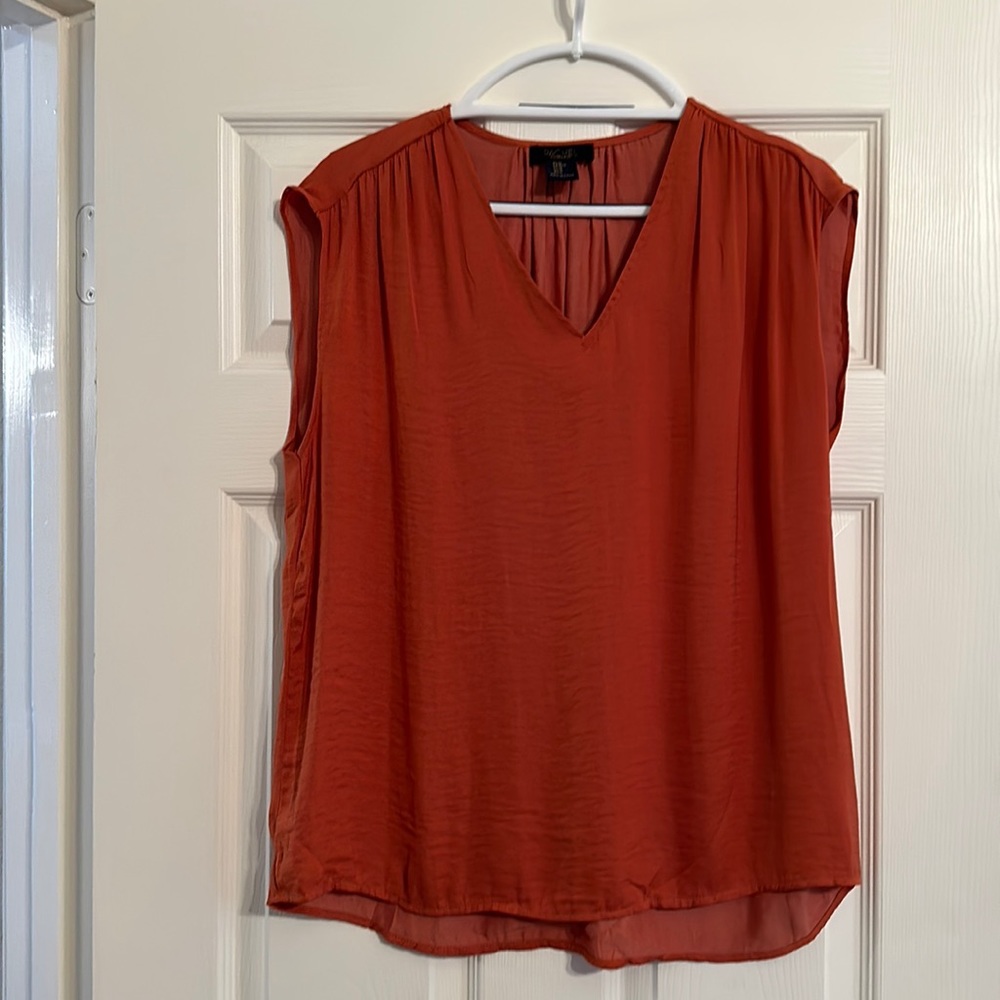 Burnt orange blouse, medium, never worn.